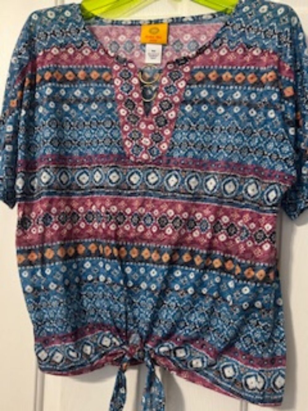 Ruby Rd lightweight short sleeve blouse with neck detail